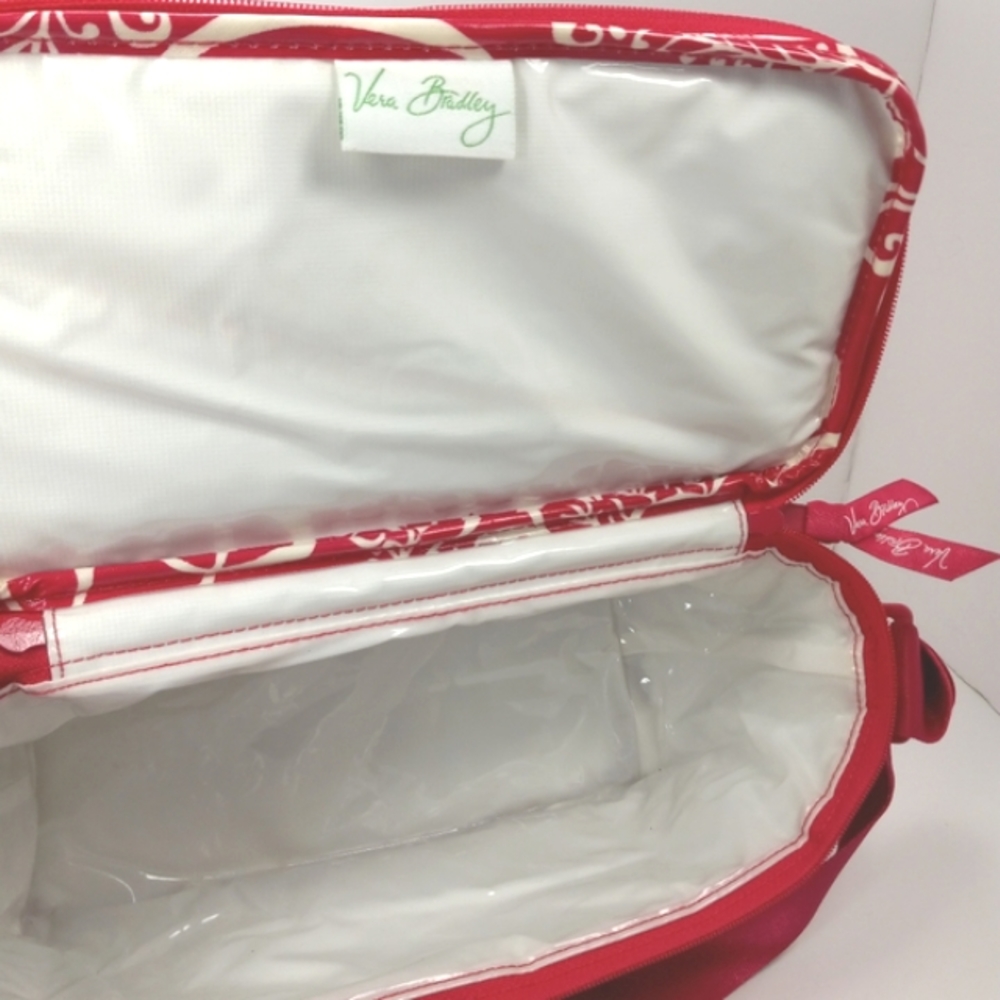 VERA BRADLEY 2010 Twirly Birds Pink Lined Thermal Tote Like New 2 Small Flaws - Picture 13 of 16